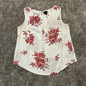 Worthington Floral Print Sleeveless Blouse - White and Pink